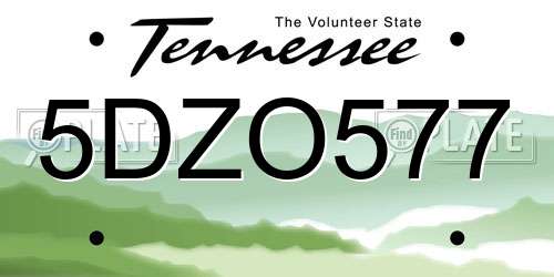 5DZO577 Tennessee License Plate