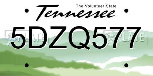 5DZQ577 Tennessee License Plate