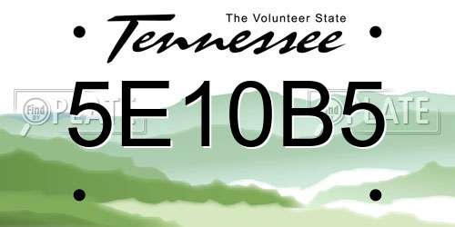 5E10B5 Tennessee License Plate