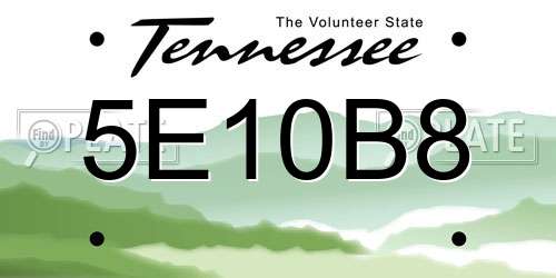 5E10B8 Tennessee License Plate