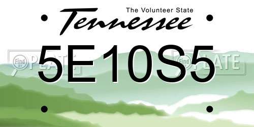 5E10S5 Tennessee License Plate
