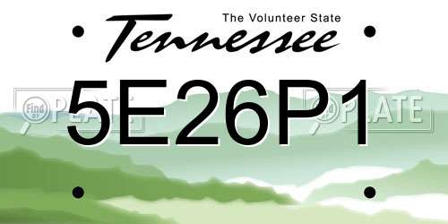 5E26P1 Tennessee License Plate