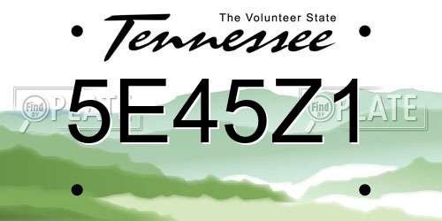 5E45Z1 Tennessee License Plate