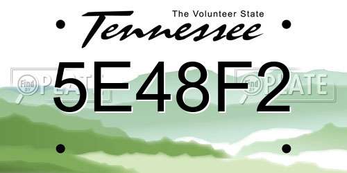 5E48F2 Tennessee License Plate