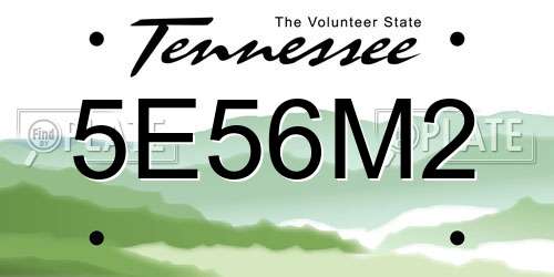5E56M2 Tennessee License Plate