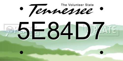 5E84D7 Tennessee License Plate