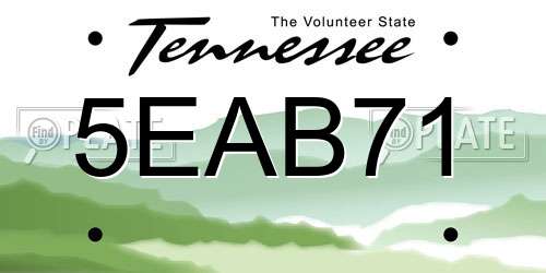 5EAB71 Tennessee License Plate