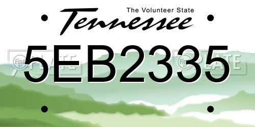 5EB2335 Tennessee License Plate