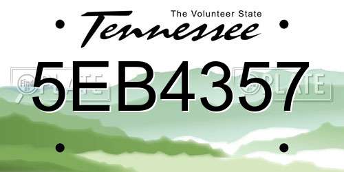 5EB4357 Tennessee License Plate