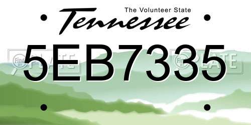 5EB7335 Tennessee License Plate