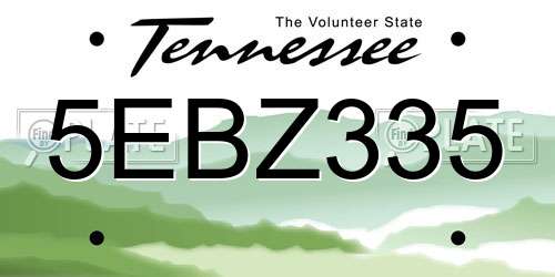 5EBZ335 Tennessee License Plate