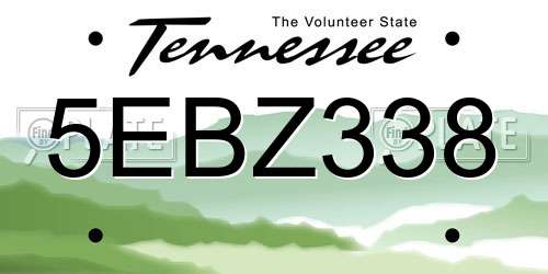 5EBZ338 Tennessee License Plate