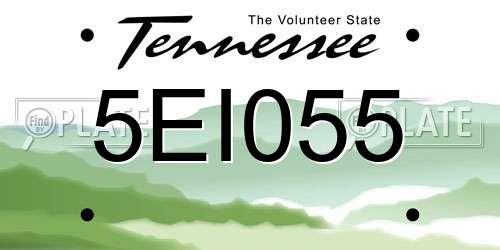 5EI055 Tennessee License Plate