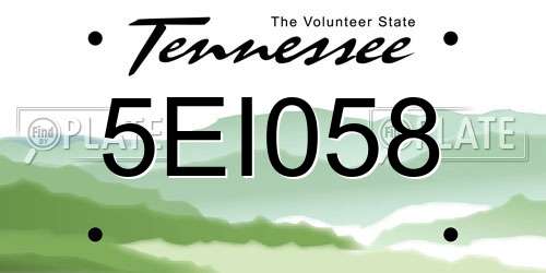 5EI058 Tennessee License Plate