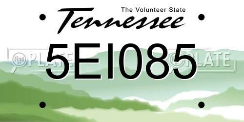 5EI085 Tennessee License Plate