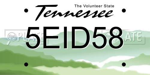 5EID58 Tennessee License Plate