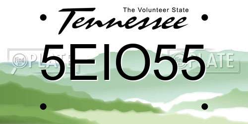 5EIO55 Tennessee License Plate