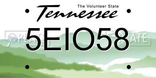 5EIO58 Tennessee License Plate