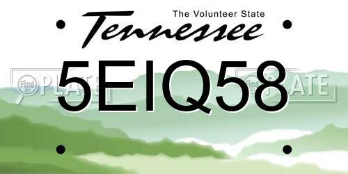 5EIQ58 Tennessee License Plate