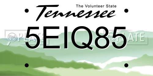 5EIQ85 Tennessee License Plate