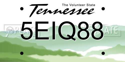 5EIQ88 Tennessee License Plate
