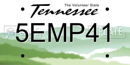 5EMP41 Tennessee License Plate