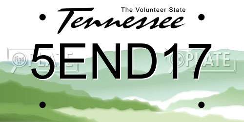 5END17 Tennessee License Plate