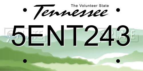 5ENT243 Tennessee License Plate