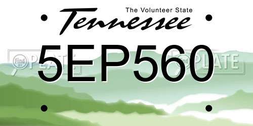 5EP560 Tennessee License Plate