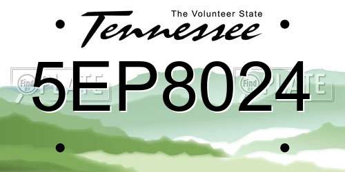 5EP8024 Tennessee License Plate