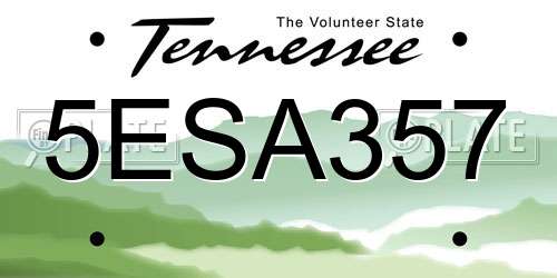 5ESA357 Tennessee License Plate