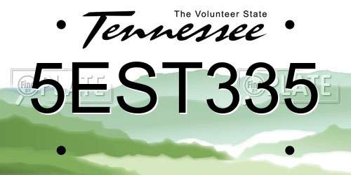 5EST335 Tennessee License Plate