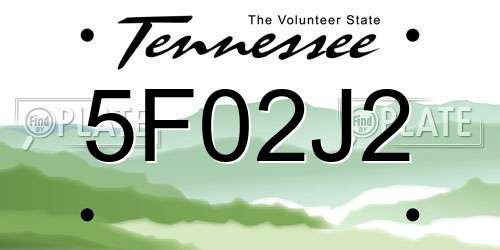 5F02J2 Tennessee License Plate