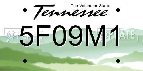 5F09M1 Tennessee License Plate
