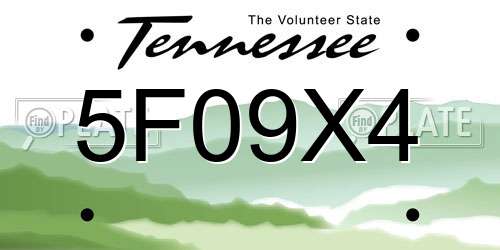 5F09X4 Tennessee License Plate