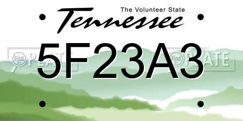 5F23A3 Tennessee License Plate