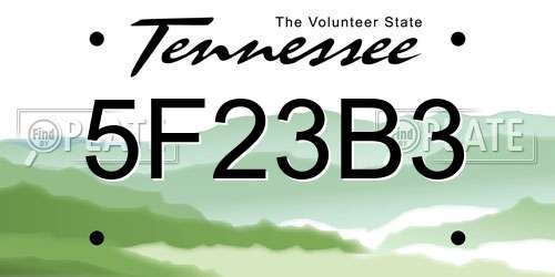 5F23B3 Tennessee License Plate