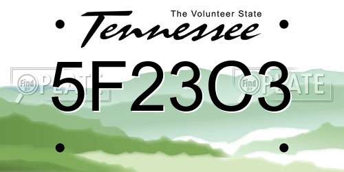5F23C3 Tennessee License Plate