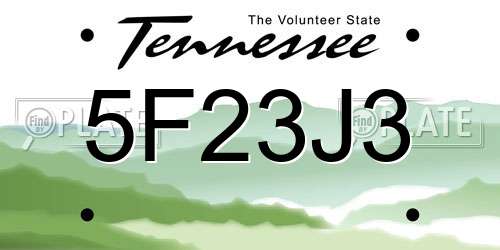 5F23J3 Tennessee License Plate