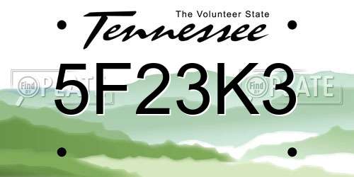 5F23K3 Tennessee License Plate