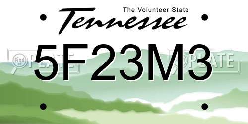 5F23M3 Tennessee License Plate