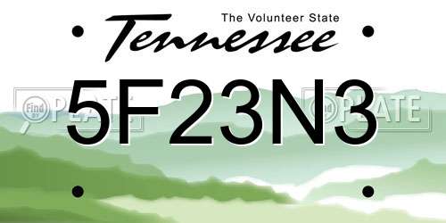 5F23N3 Tennessee License Plate