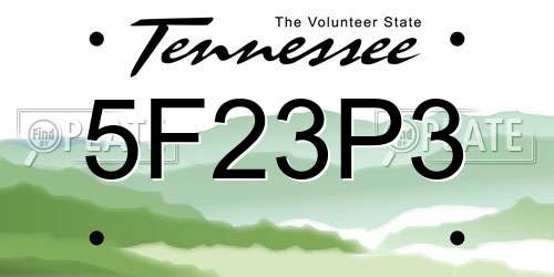 5F23P3 Tennessee License Plate