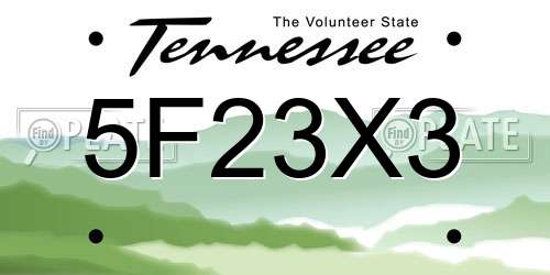 5F23X3 Tennessee License Plate