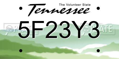 5F23Y3 Tennessee License Plate
