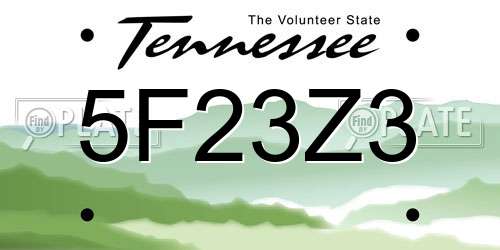 5F23Z3 Tennessee License Plate