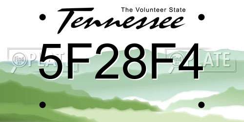 5F28F4 Tennessee License Plate