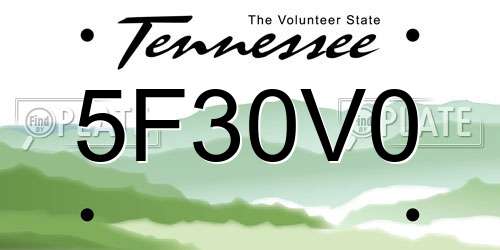 5F30V0 Tennessee License Plate