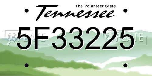 5F33225 Tennessee License Plate