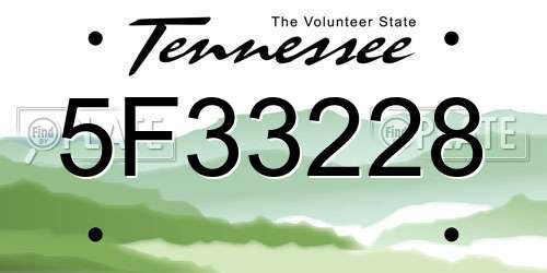5F33228 Tennessee License Plate